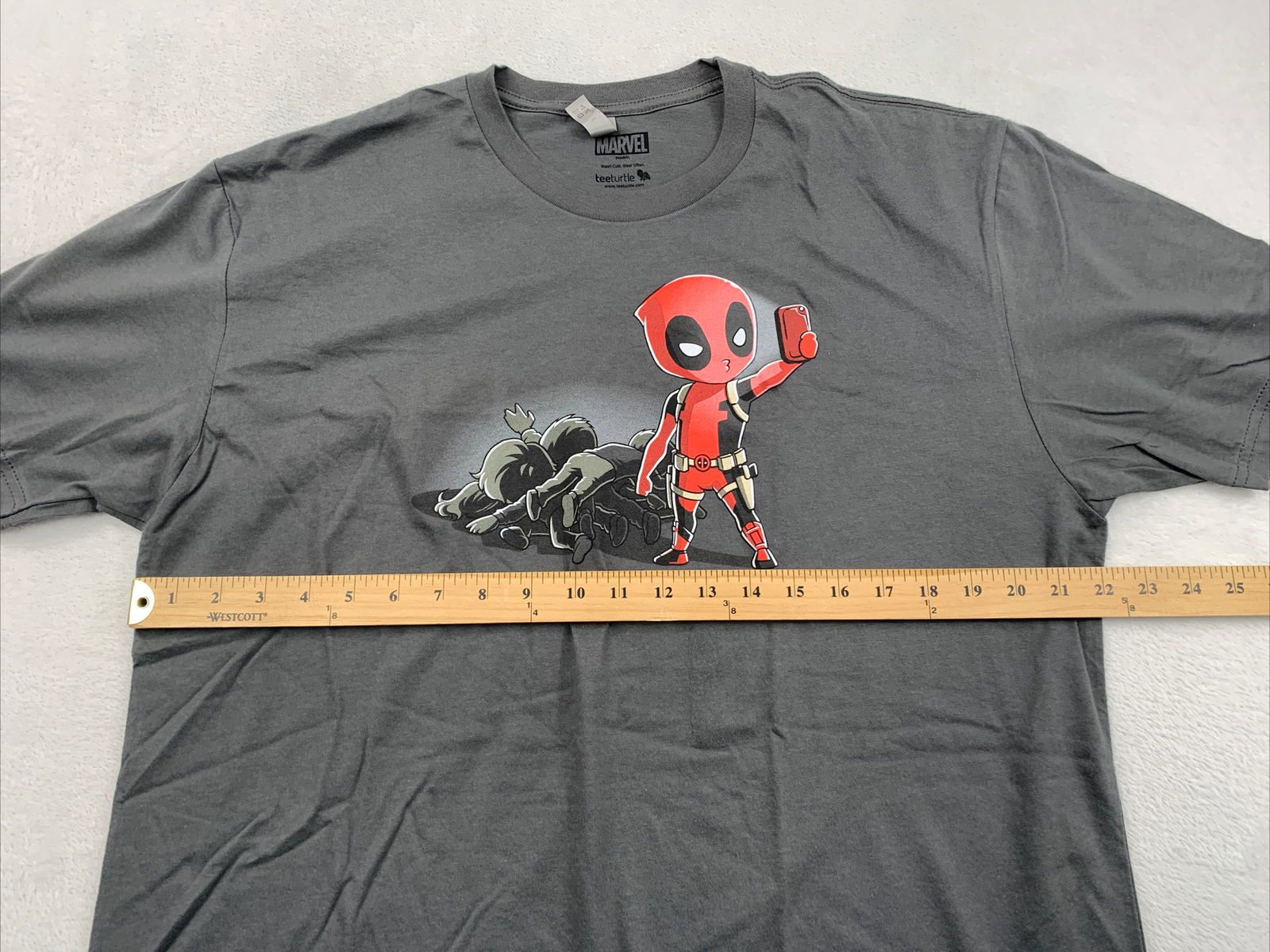 Marvel Universe Deadpool Men's T-shirt XL Gray Tee Turtle 100% Cotton gallery