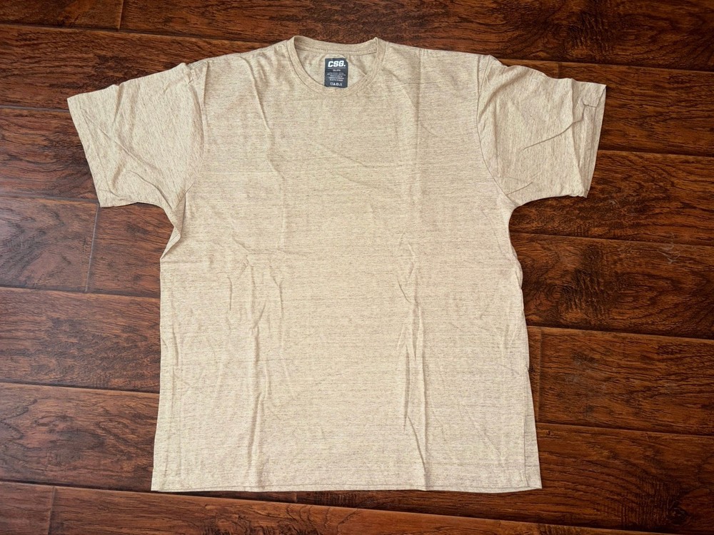 Tan Heather Beige Crew Neck Casual Active T-Shirt Men’s 3XL Short Sleeve