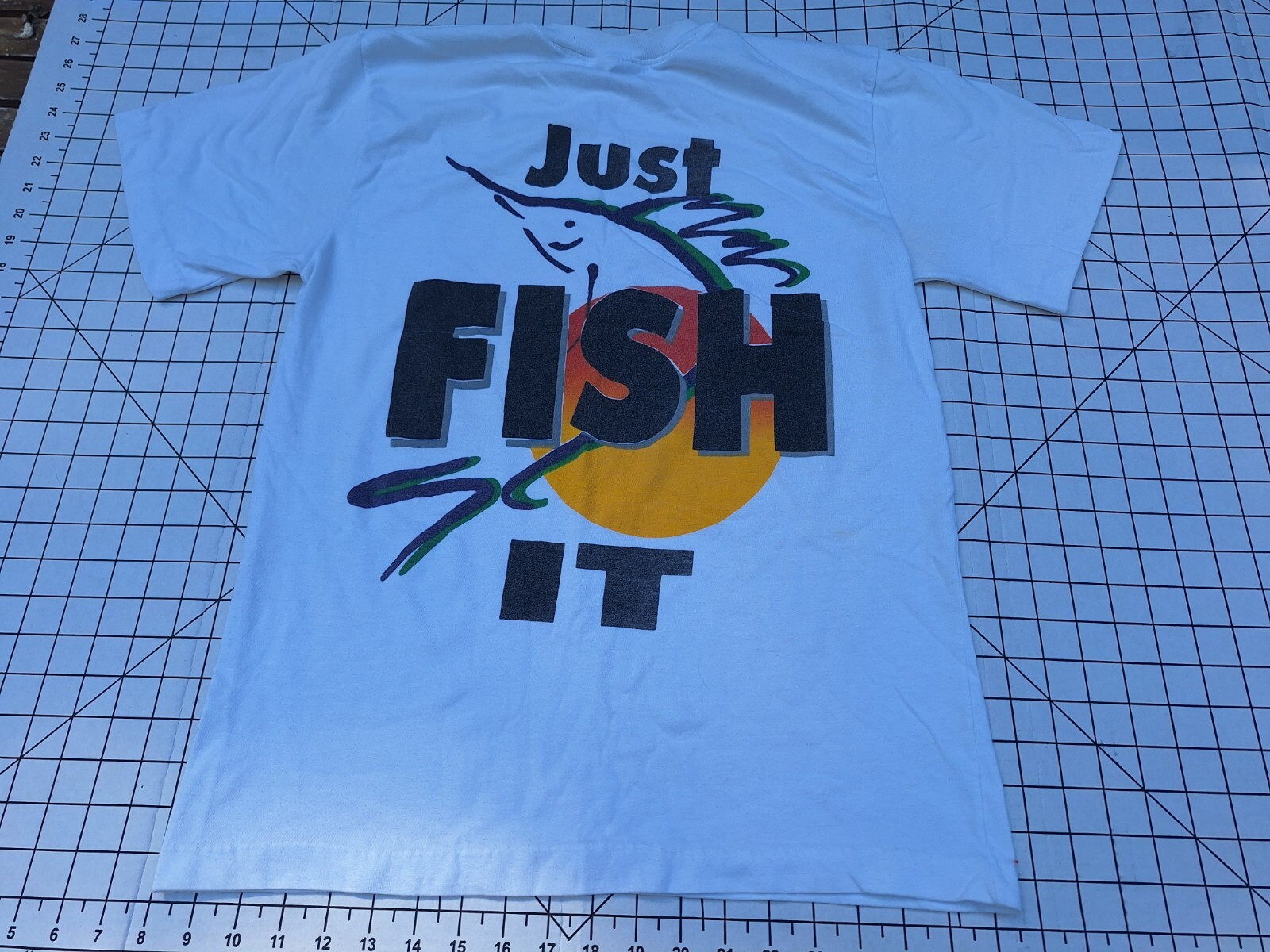 Vintage Mexico Cozumel Just Fish It Shirt Size Med Large Sword Marlin Deep Sea