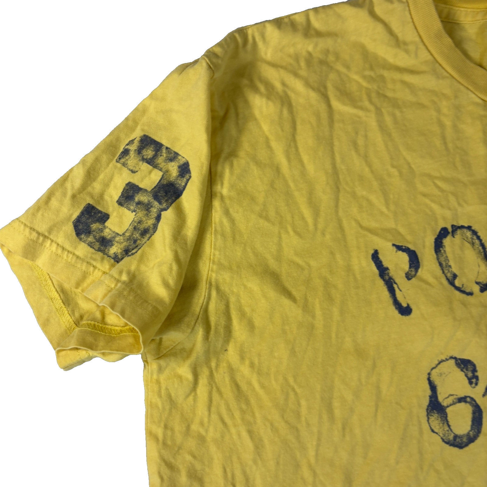 Polo Ralph Lauren Graphic Tee Yellow Short Sleeve Large Pony Crewneck Shirt SM gallery