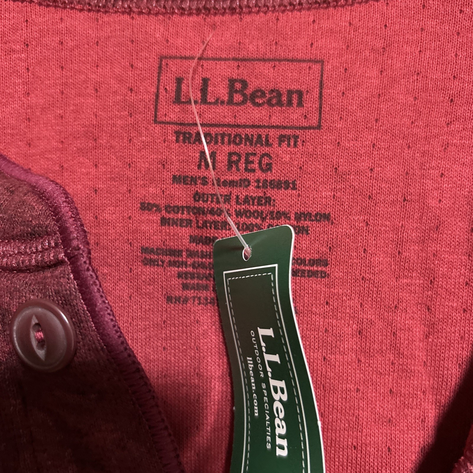 L.L. Bean Shirt Mens Medium Green River Driver Long Sleeve Thermal Henley NWT gallery