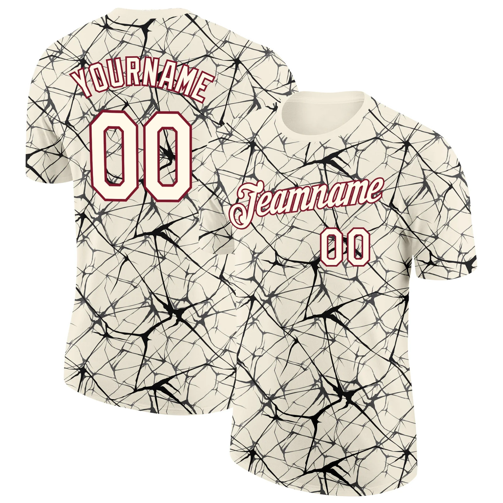Custom Cream Black Abstract Crackle Sports Tee Personalized Team Jersey Gift gallery