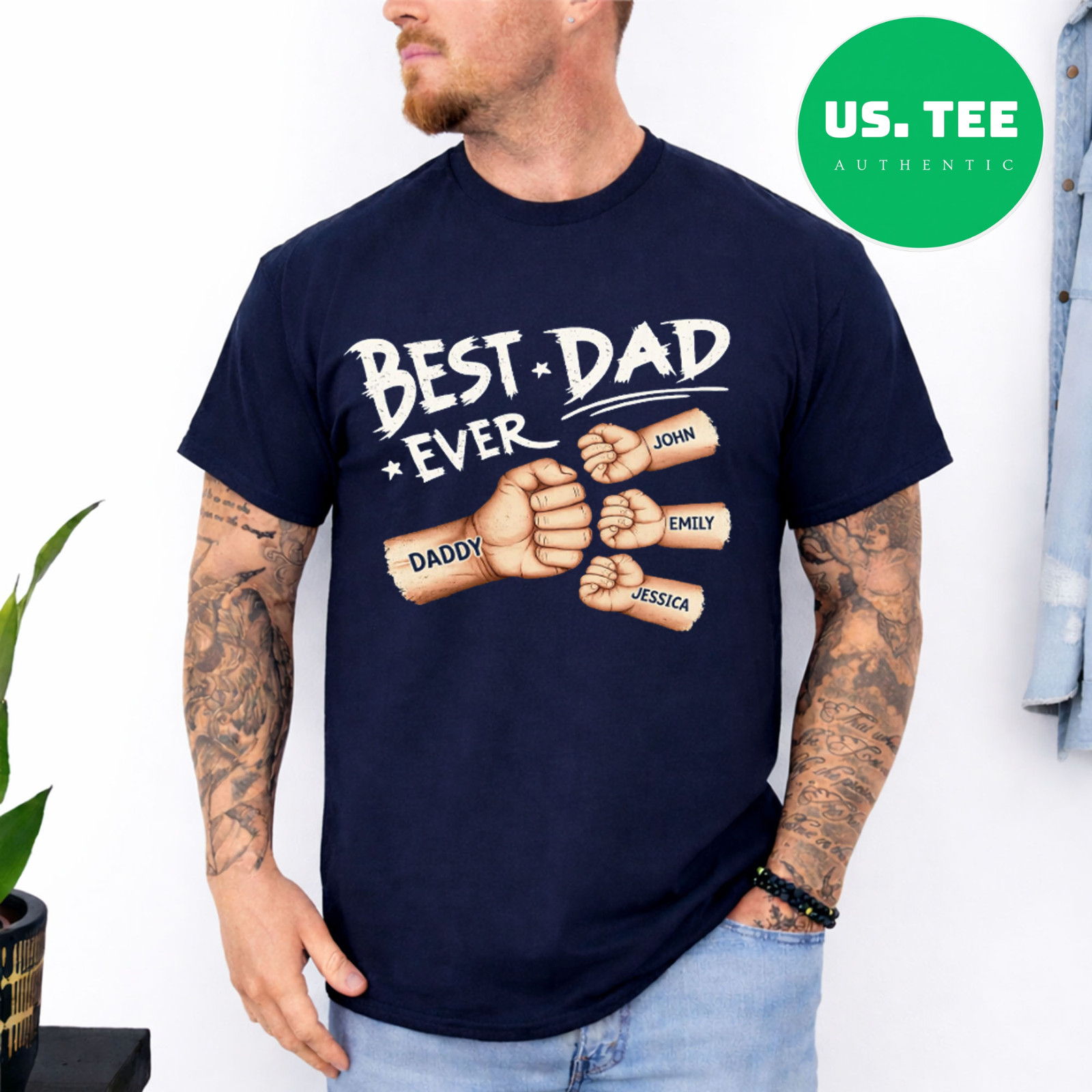 Personalized Father's Day T-Shirt Custom Kids Names Dad Gift Tee for Father gallery