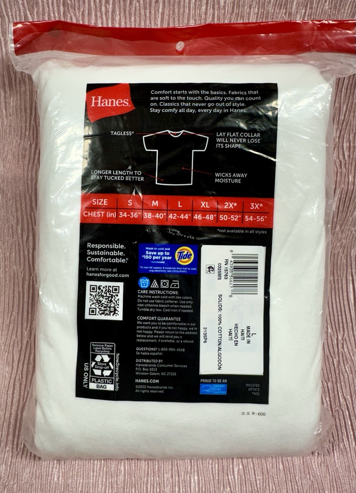 B62 Mens Cotton Moisture-wicking Crew Tee Undershirts White - 6 Pack Large gallery