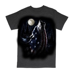 Patriotic American Wolf USA Flag Print Short Sleeve T-Shirt 20969D1