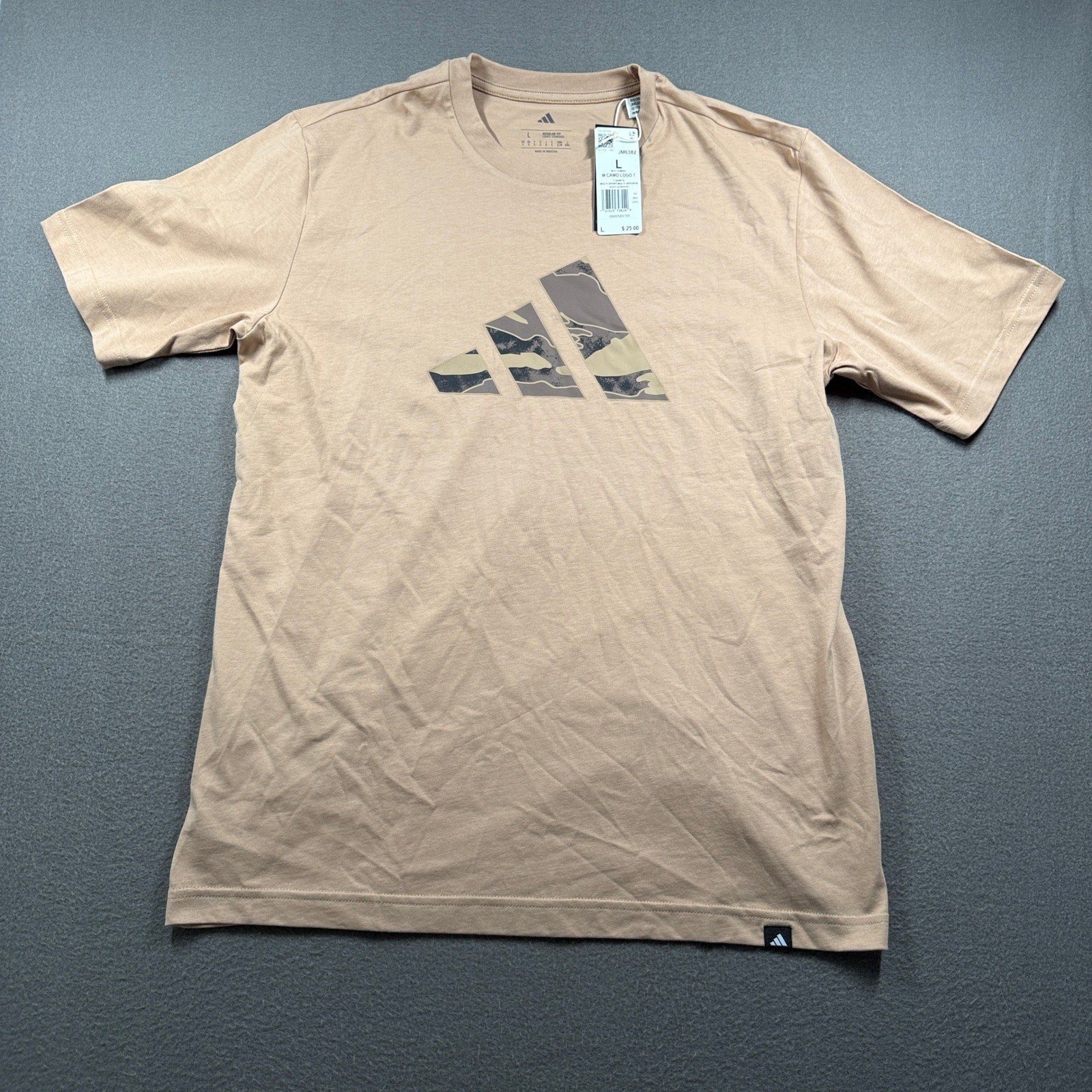 Adidas M Camo Logo T Men L Warm Sandstone Graphic Tee JM6382