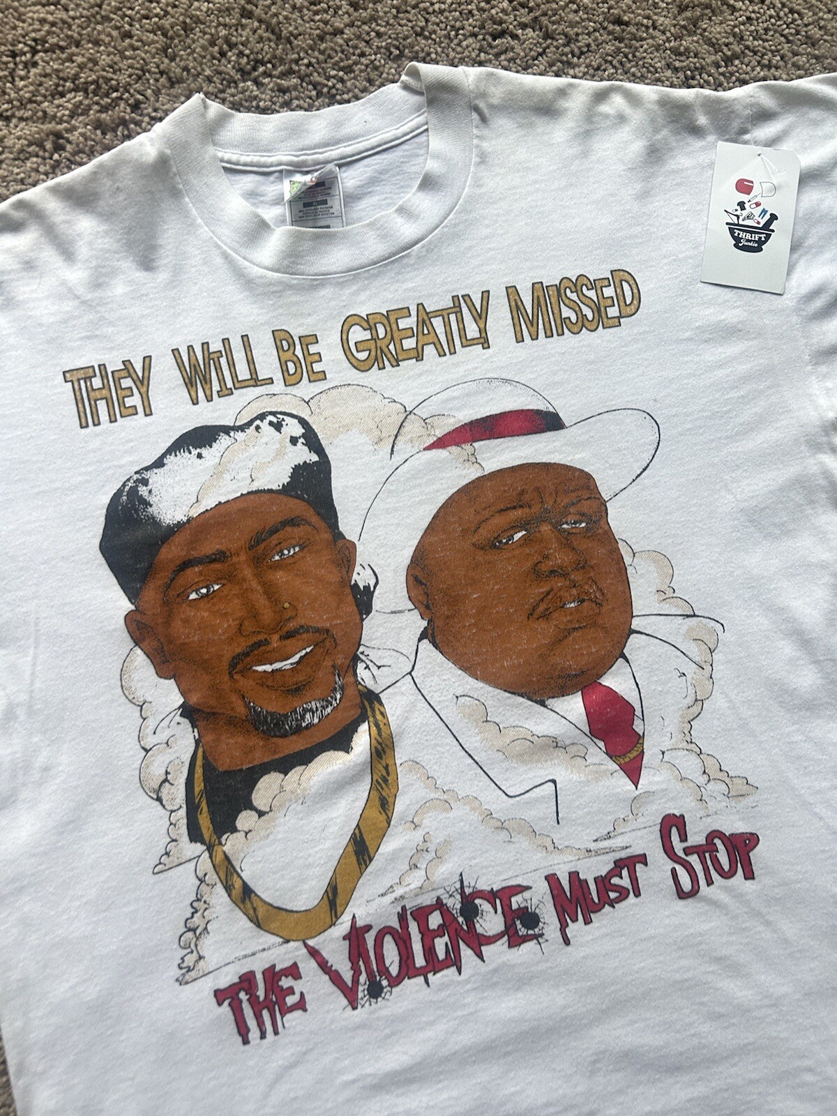 Vintage 2Pac Biggie Smalls 'Please Stop The Violence' Rap Tee Tupac Hip-Hop gallery