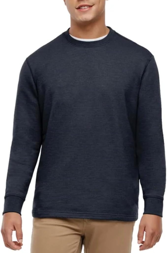 Orvis Men’s Long Sleeve Crew Neck Shirt Pullover Textured Ribbed Blue Medium