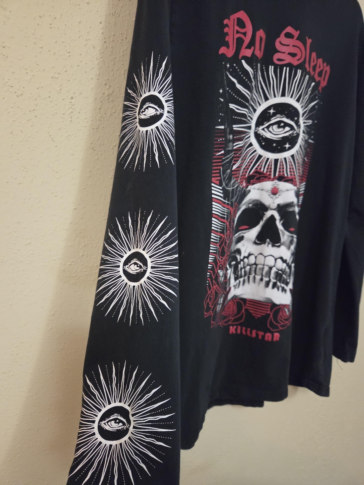 Killstar Shirt Mens 2XL Black No Sleep Skull Long Sleeve Occult Graphic Tee gallery