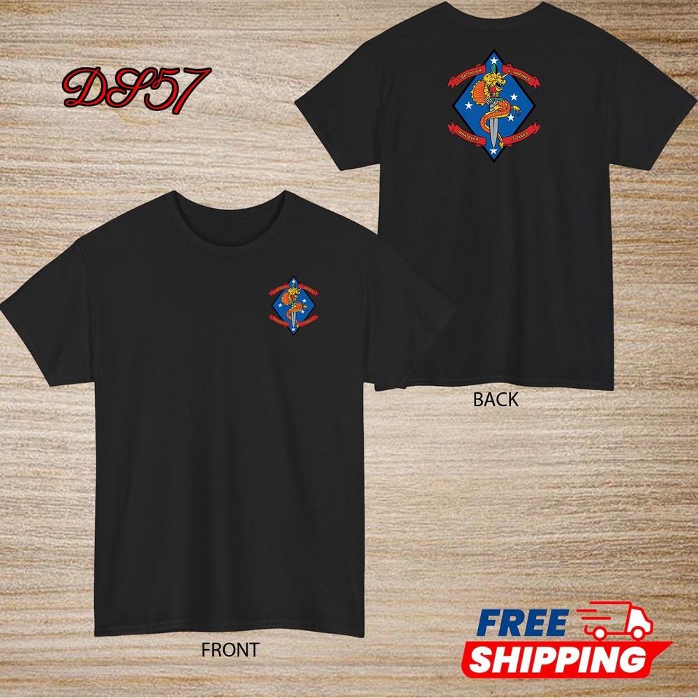 1st Battalion 4th Marine Regiment USMC T-Shirt Logo S to 5XL Made In USA