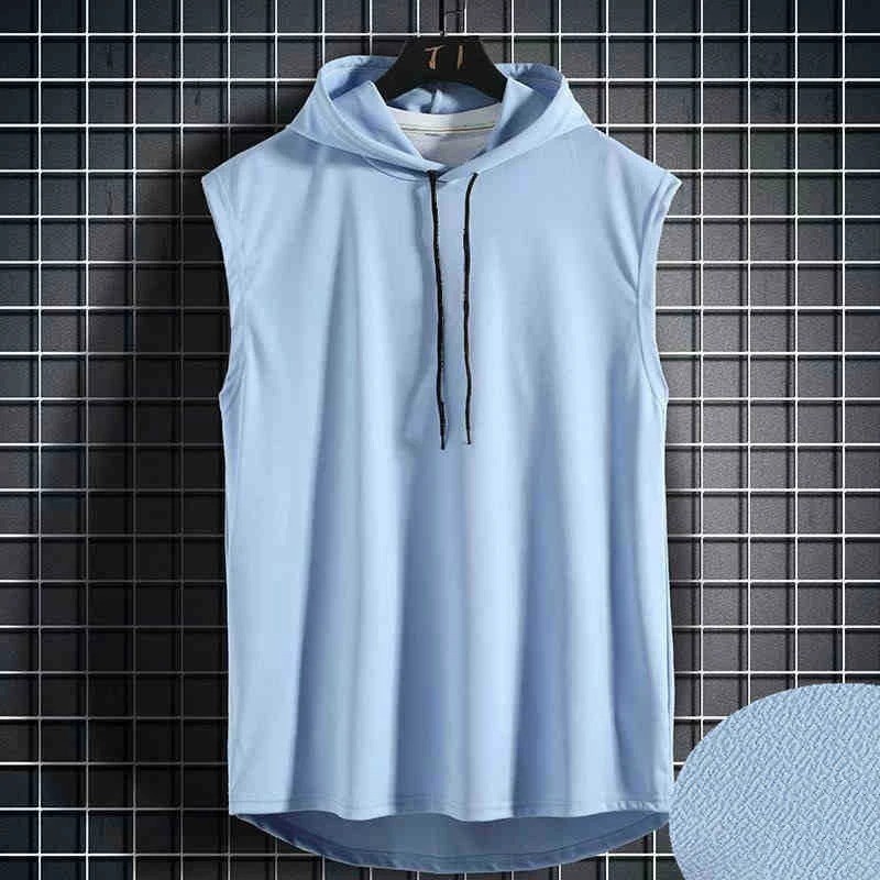 Solid Color Men's Tank Tops Vest Sleeveless Tees For Male Hooded gallery