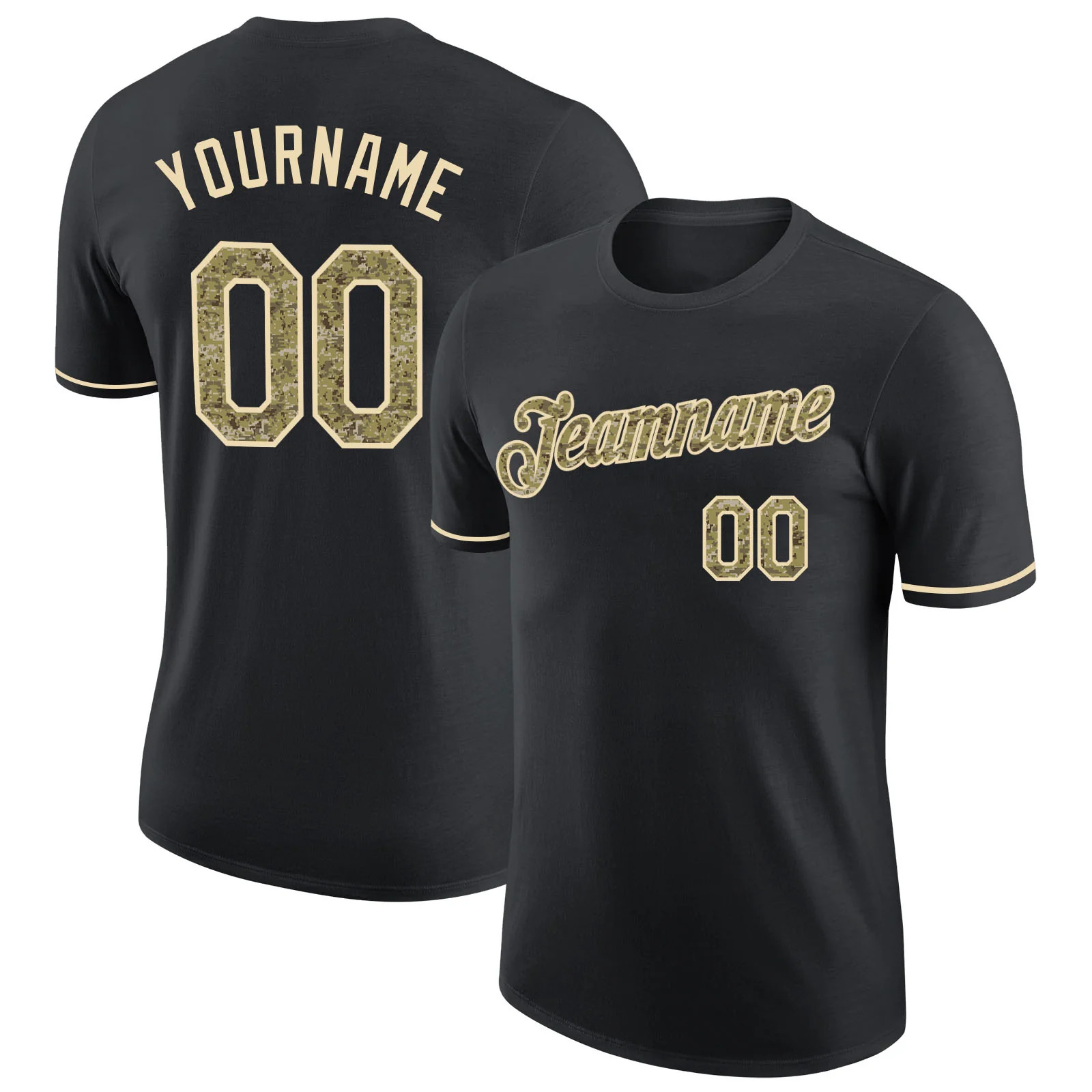 Custom Black Camo Cream Performance T-Shirt Mens Sport Baseball Graphic Gift gallery
