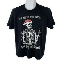Dead Inside Christmas Tee T Shirt / Adult (M) Black Anvil Lightweight Cotton