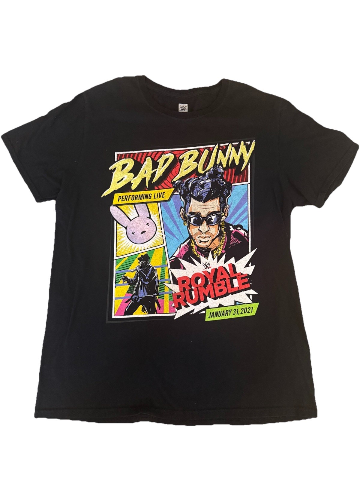 Bad Bunny Performing Live Royal Rumble January 31,2021 Tshirt Size Large Black