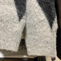 ALLSAINTS Argyle Wool Blend Crew Jumper Black Gray XS Relaxed Fit Used