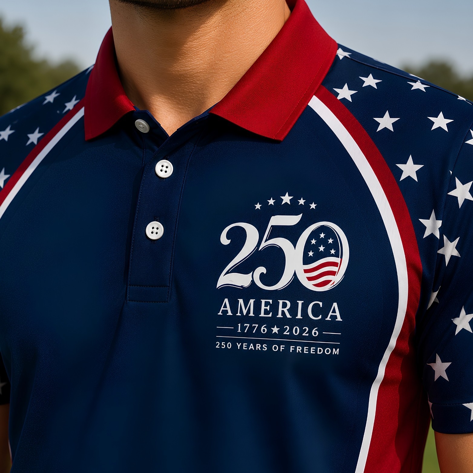 USA 250 Years Of Freedom Patriotic Golf Shirt, 4th Of July Golf Poly (S-5XL) gallery