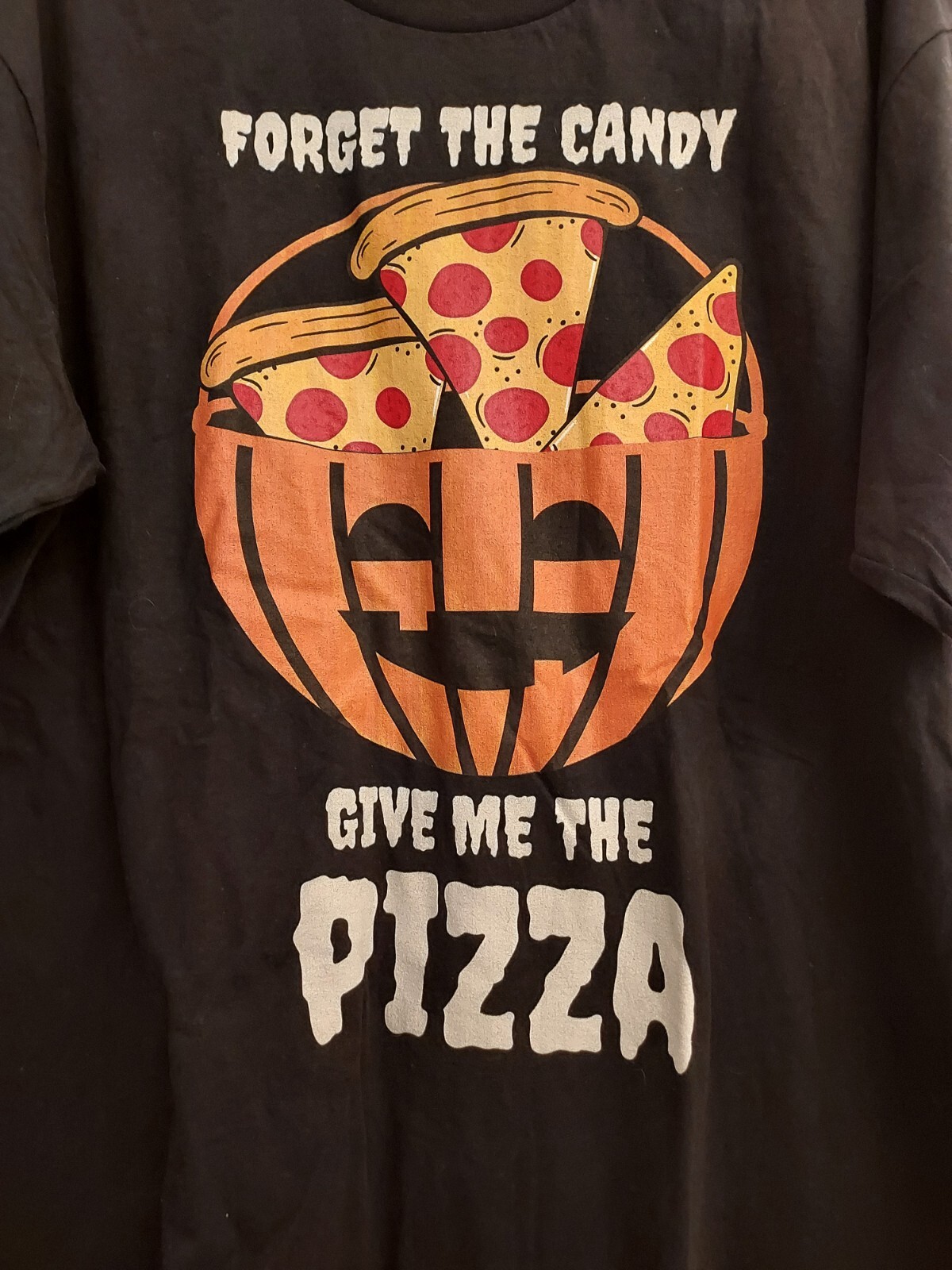 Halloween T Shirt Funny Men's XL Jack O Lantern Pumpkin Pizza gallery