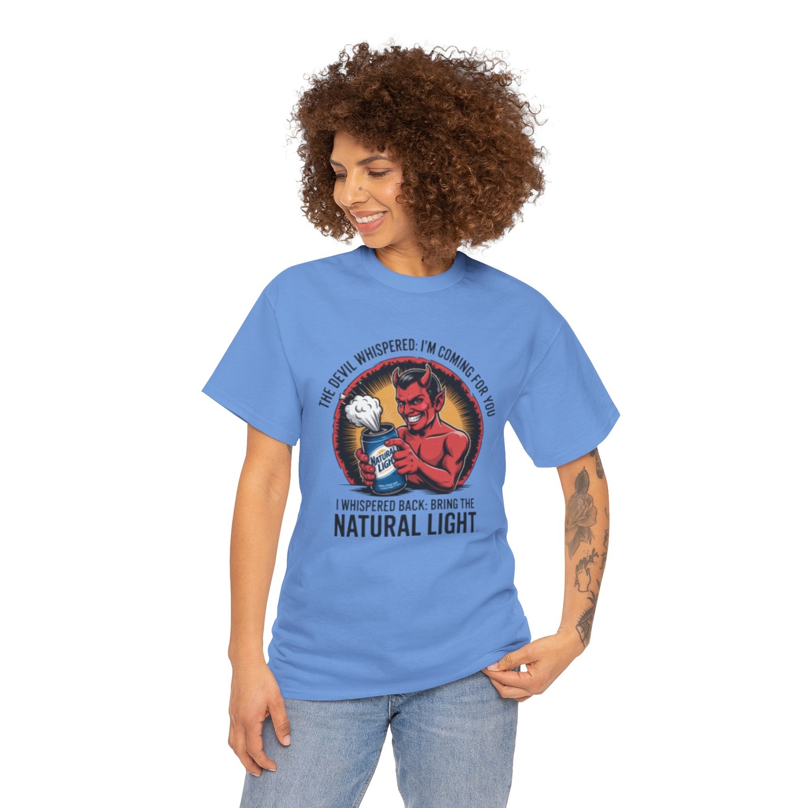Devil Holding Beer Can, Natty Natural Light Beer T-Shirt | Natural Light Beer gallery