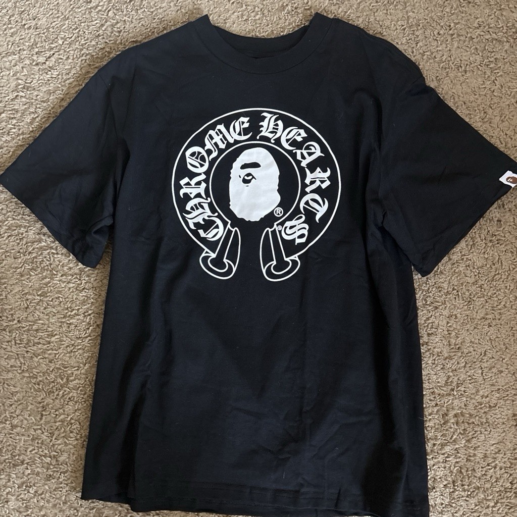 A Bathing Ape BAPE x Chrome Hearts Logo Graphic Tee Black Crew Neck L gallery