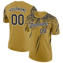 Custom Gold Black Distressed Art Shirt Unique Birthday Gift For Men