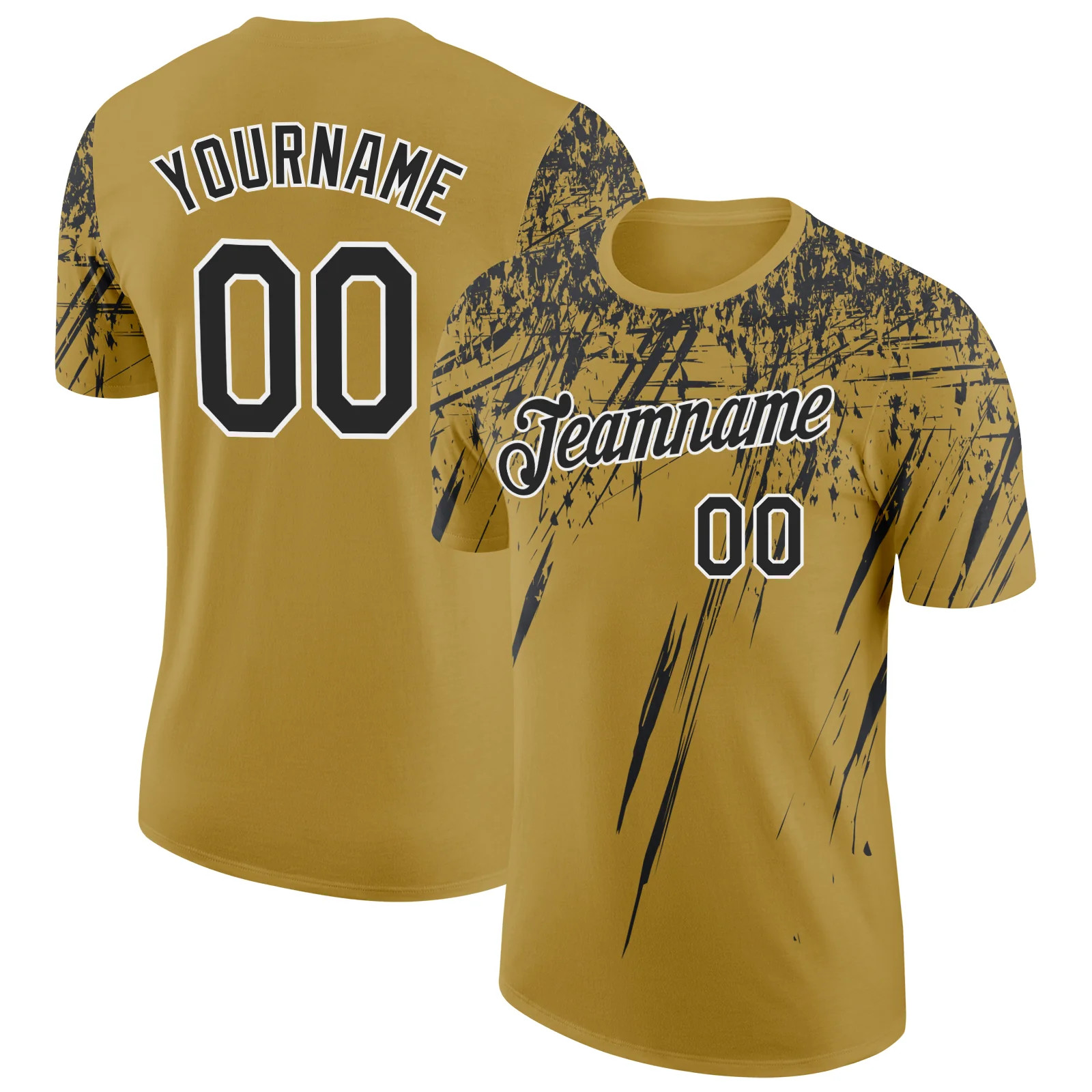 Custom Gold Black Distressed Art Shirt Unique Birthday Gift For Men