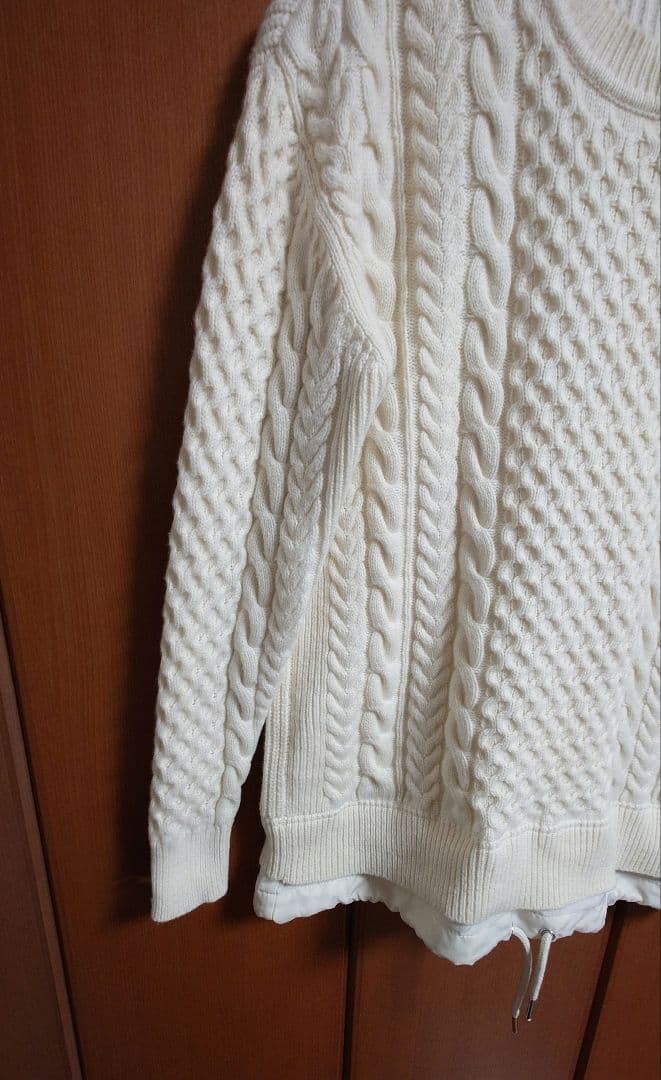 Diesel Aran pattern thick knit with drawstring hem, nylon x wool. gallery