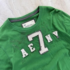 American Eagle Outfitters 2000’s Y2K VTG Green Long Sleeve Graphic Logo Tee L/G