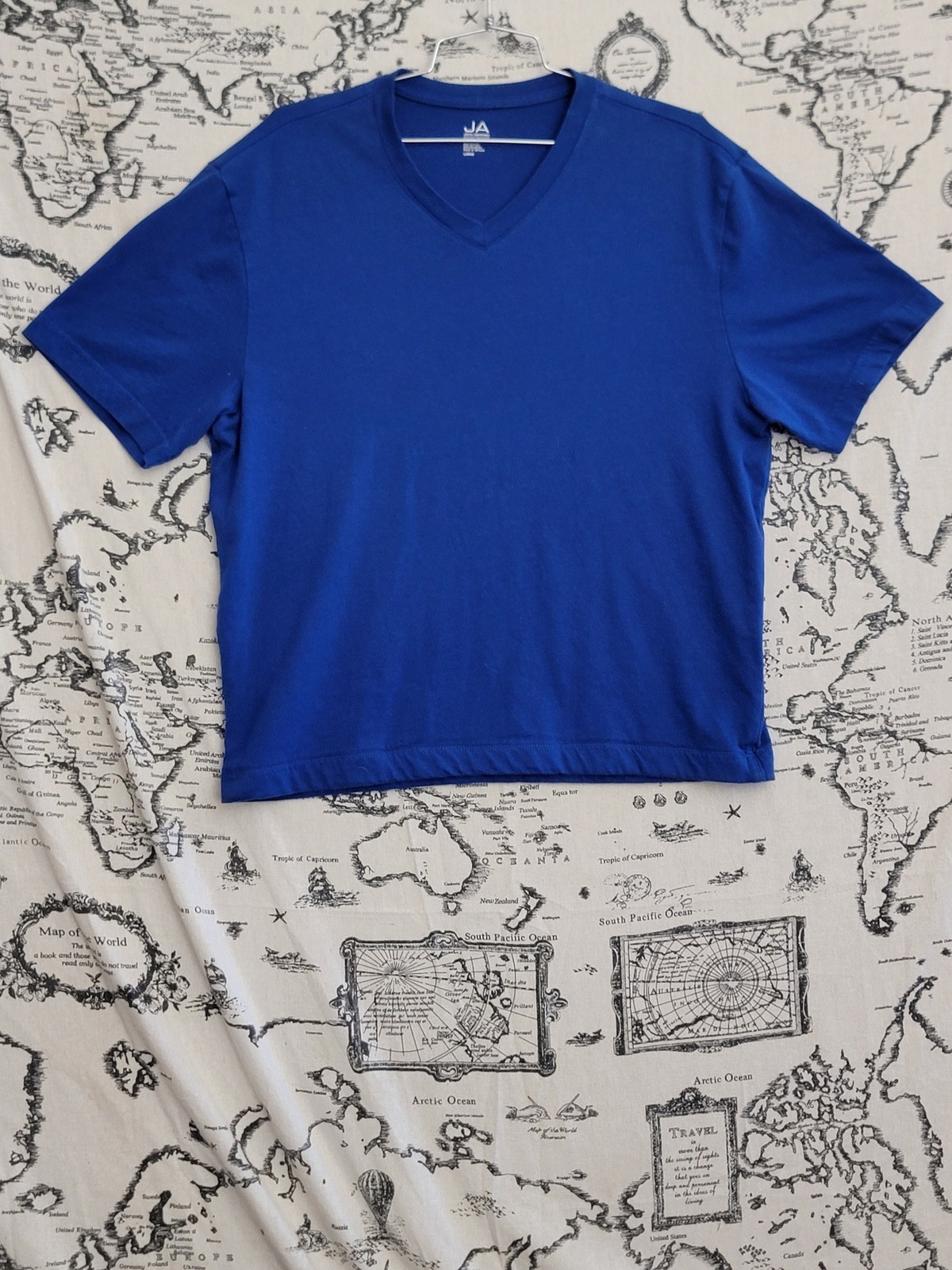 John Ashford Men's Blue Easy Care V-Neck T-Shirt - Size Large gallery