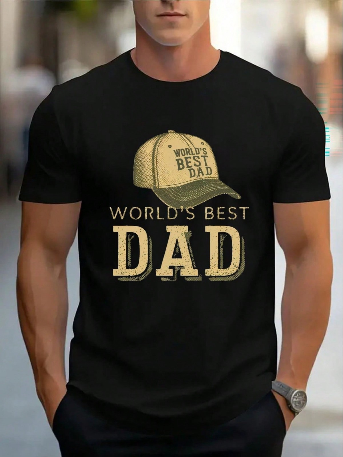 Men's World's Best Dad Men's Tee, Vintage Graphic Short Sleeve Shirt for Father gallery