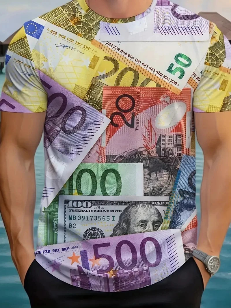 Men’s USD Dollar 3D Print Graphic Casual Summer T-Shirt