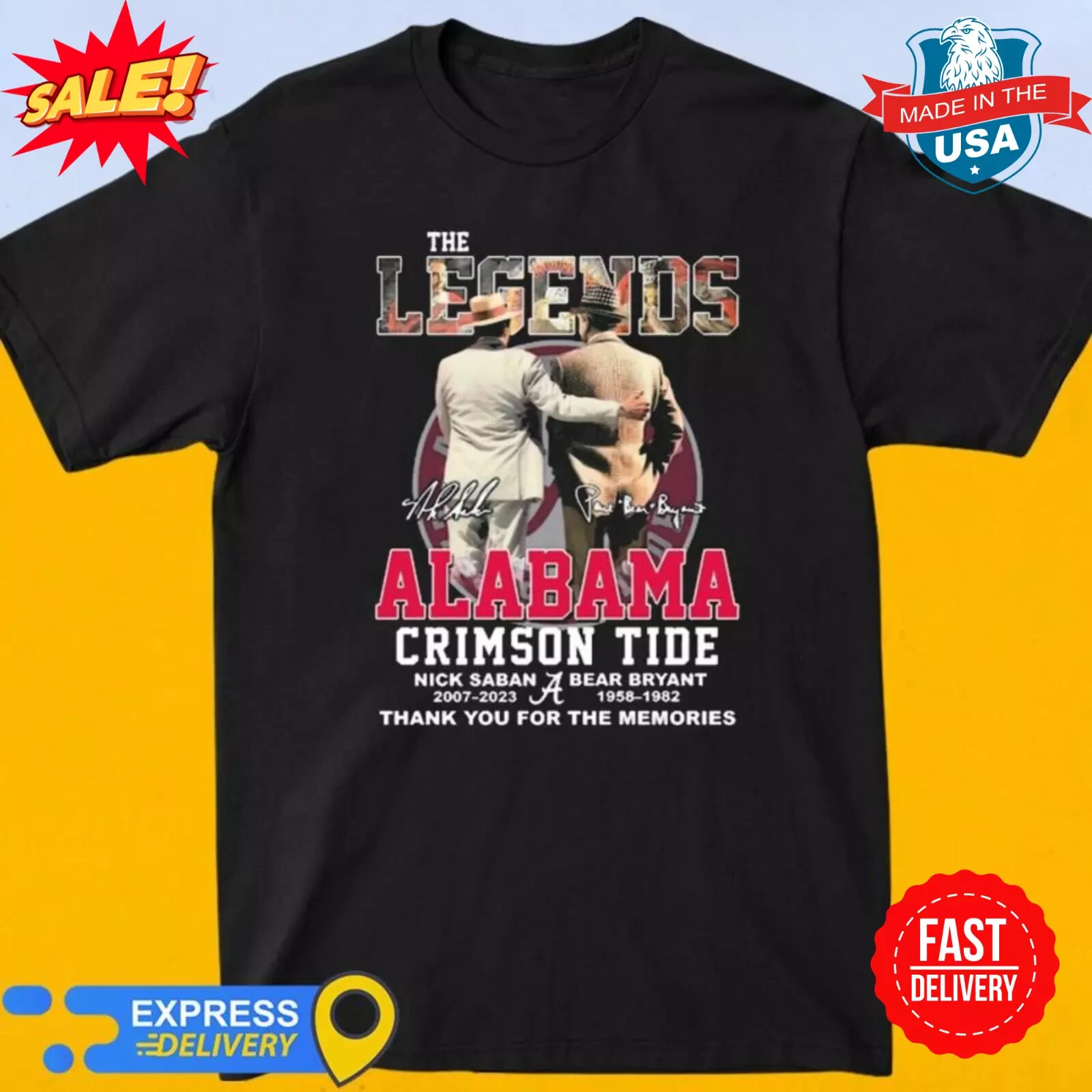 The Legends Alabama Crimson Tide Nick Saban and Bear Bryant thank you T-Shirt. gallery