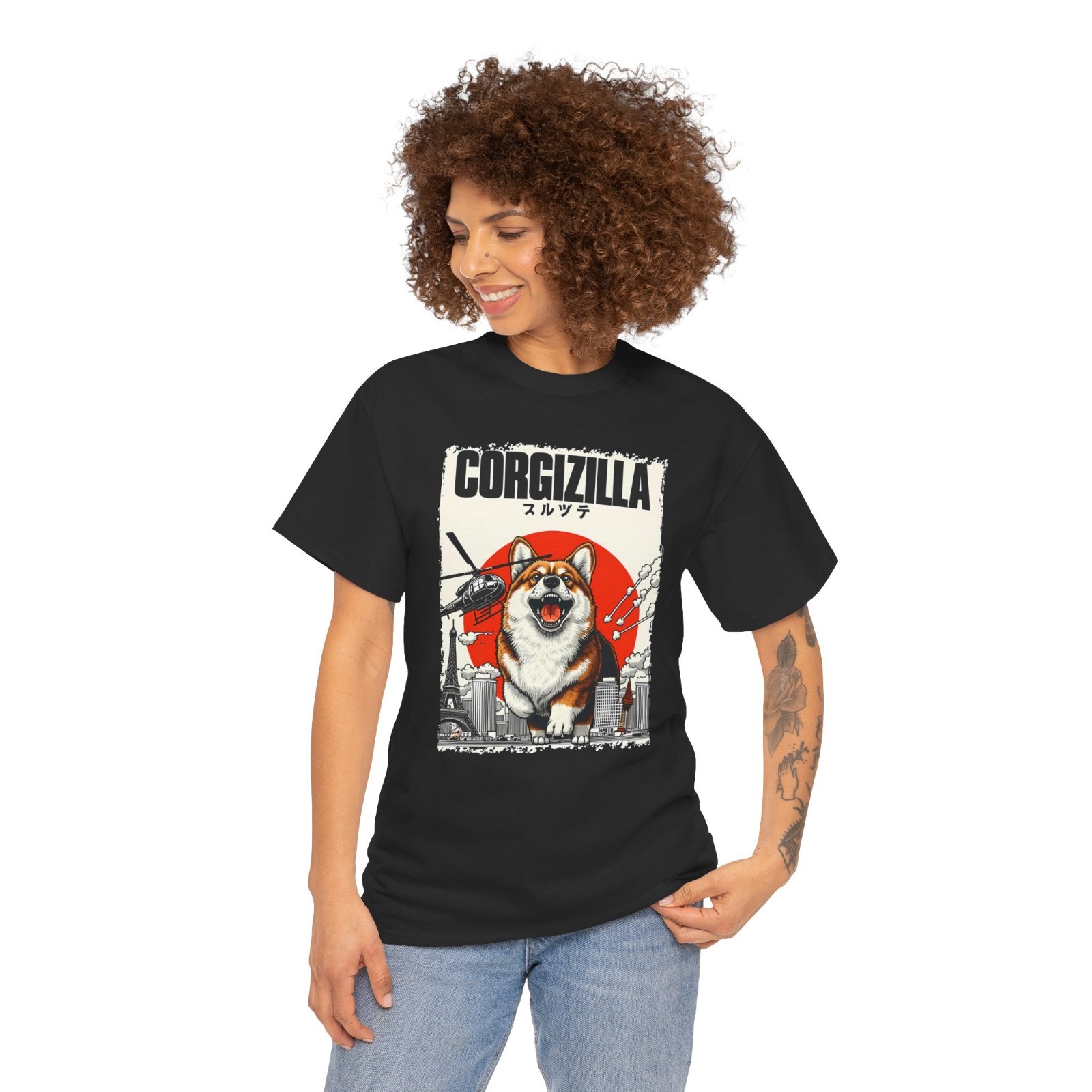 CorgiZilla Parody Japanese Art Corgi Dog Mom Dad Unisex Adult T-Shirt gallery
