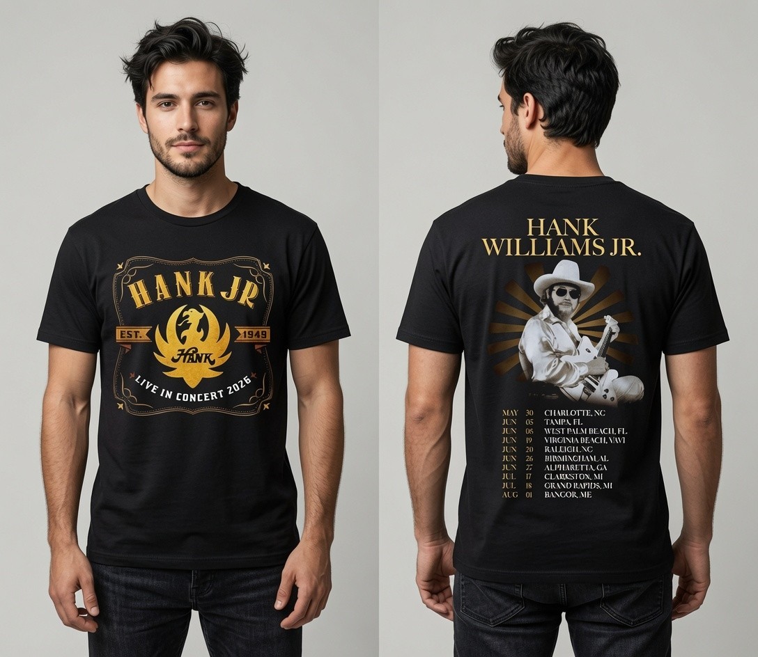 Hank Williams Jr Live In Concert 2026 Tour T-Shirt Black gallery