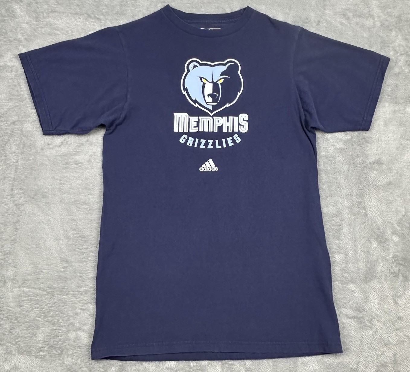 Adidas NBA Memphis Grizzlies T-Shirt Mens Small Blue Graphic Logo Go To Tee