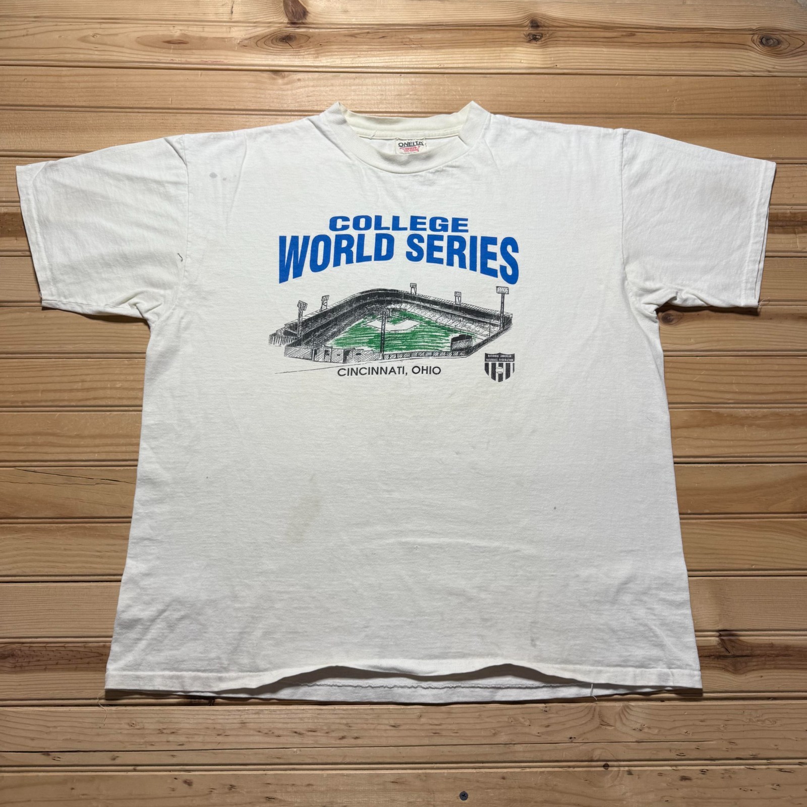 Vintage 90s NABF College World Series Cincinnati Ohio Baseball T-Shirt USA - XL gallery