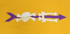 Jerzees DRI-POWER Yellow Long Sleeve T-Shirt Size M Skull Arrow Graphic T0494