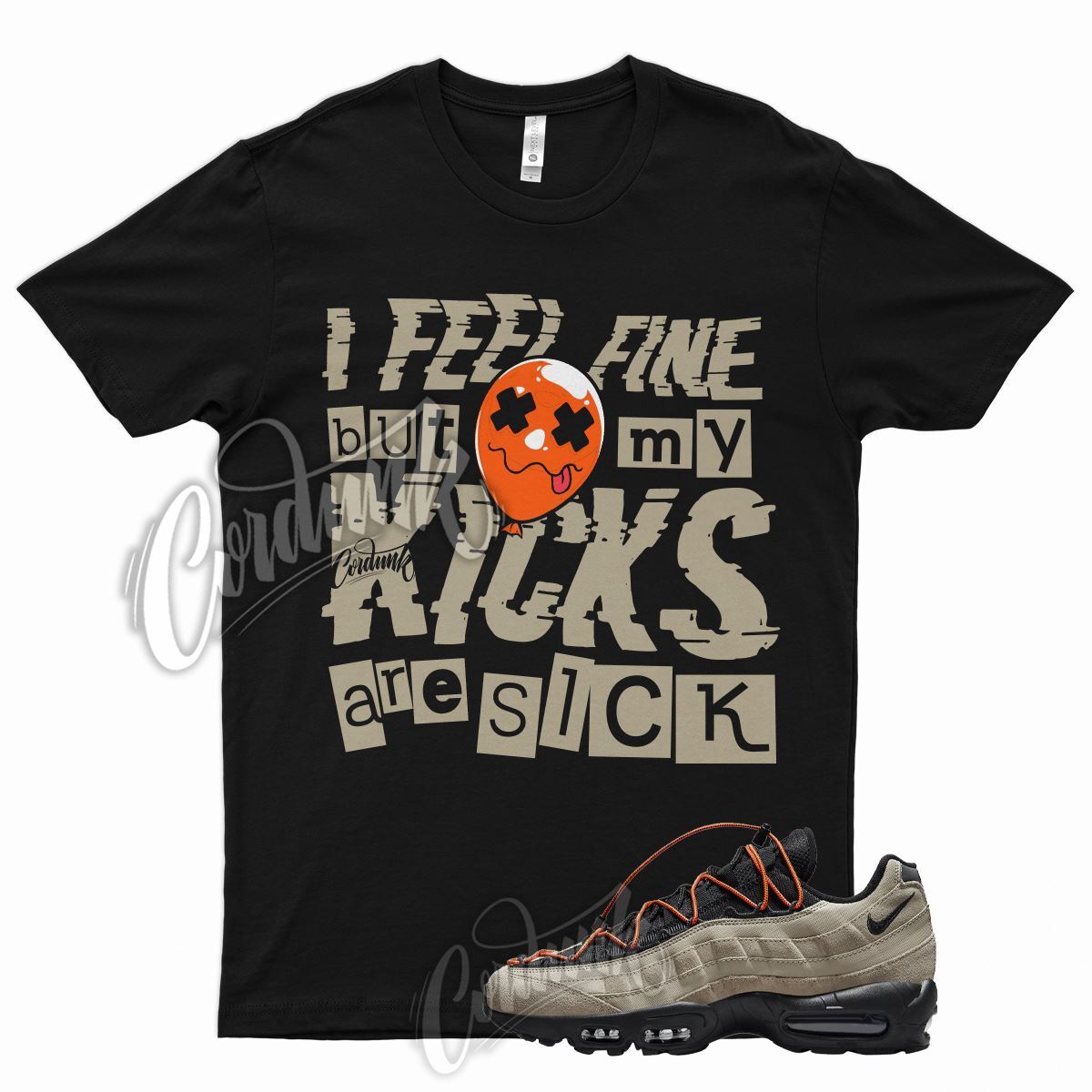 SICK 2 T Shirt for N Air Max 95 Khaki Black Total Orange British 6 Desert Ore