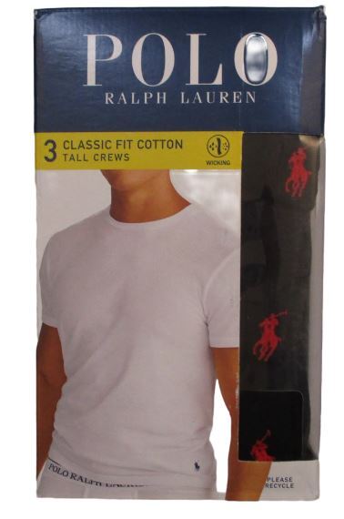 3 GENUINE POLO RALPH LAUREN MENS 1XL TO 6XL BIG&TALL BLACK COTTON CREW T-SHIRTS gallery