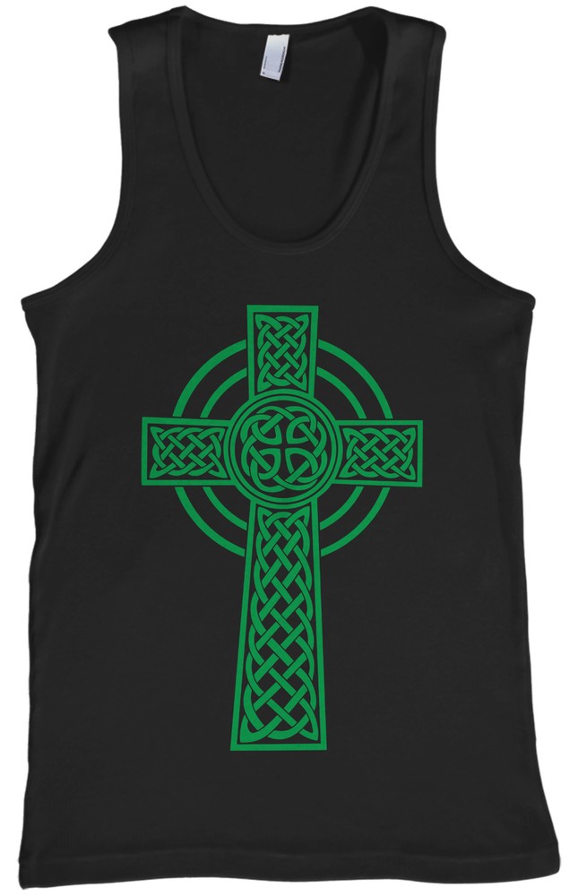 Threadrock Men’s Green Celtic Cross Tank Top Irish Pride Religious