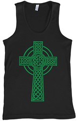 Threadrock Men’s Green Celtic Cross Tank Top Irish Pride Religious