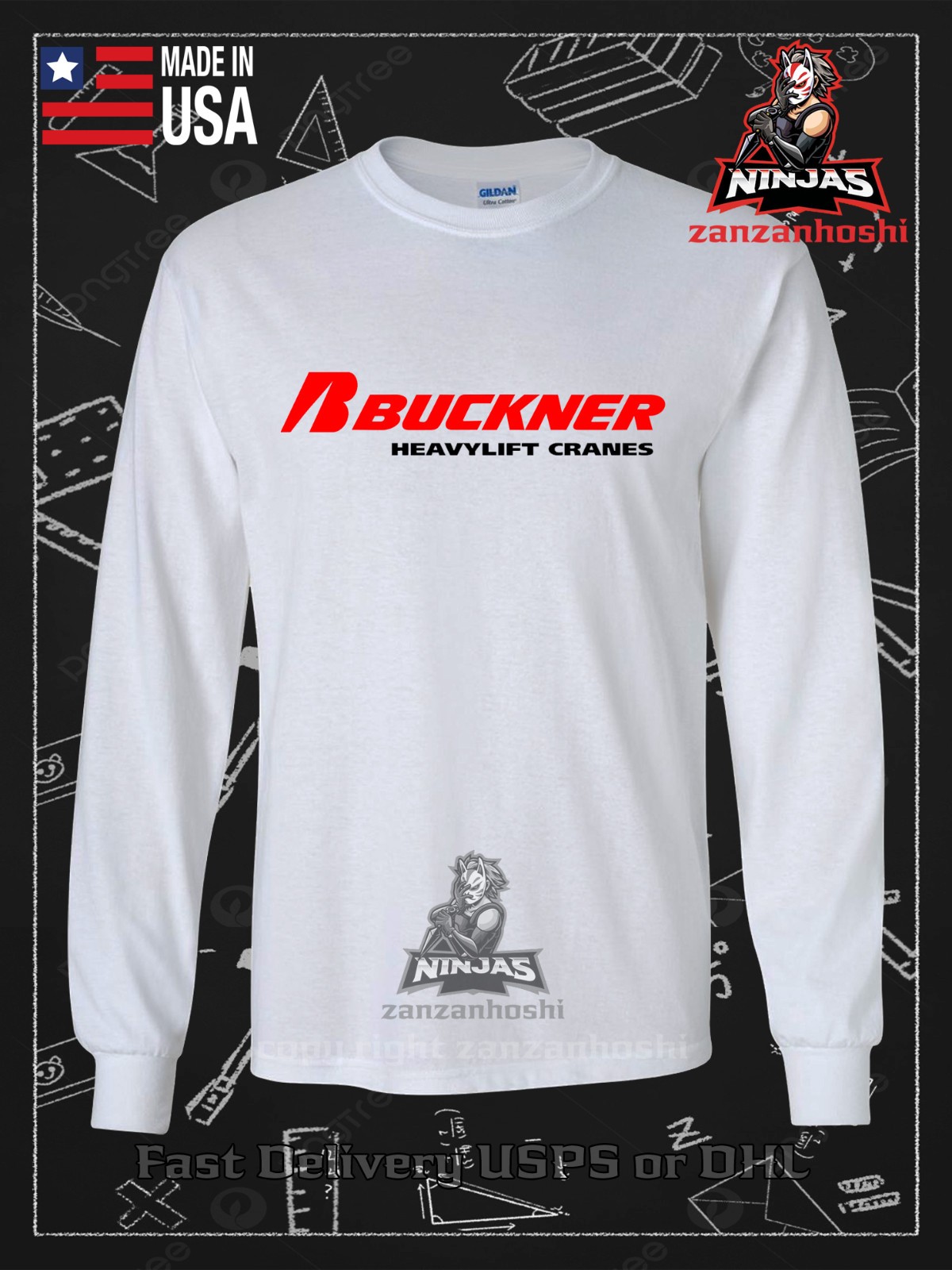 New Buckner Heavylift Cranes Logo Men's Long Sleeve T-Shirt American T-Shirt gallery