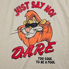 DARE Lion SHIRT Men Large Yellow Keep Kids OFF Drugs Daren Just Say No 90s NWT C