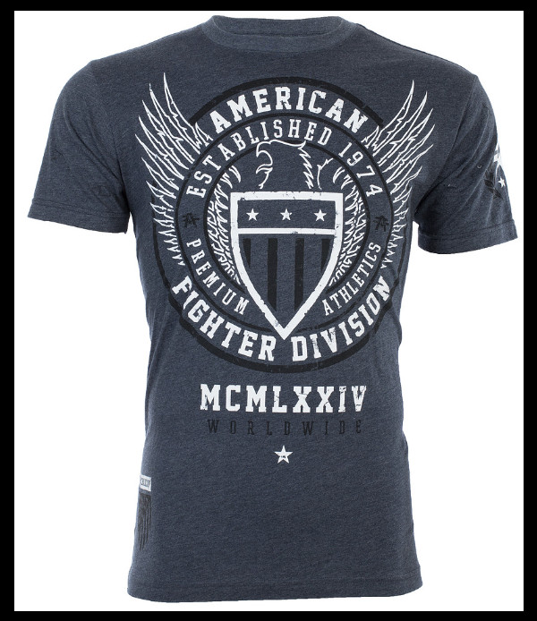 AMERICAN FIGHTER Navy Blue Heather BELIEVE Athletic Graphic T-shirt NWT gallery