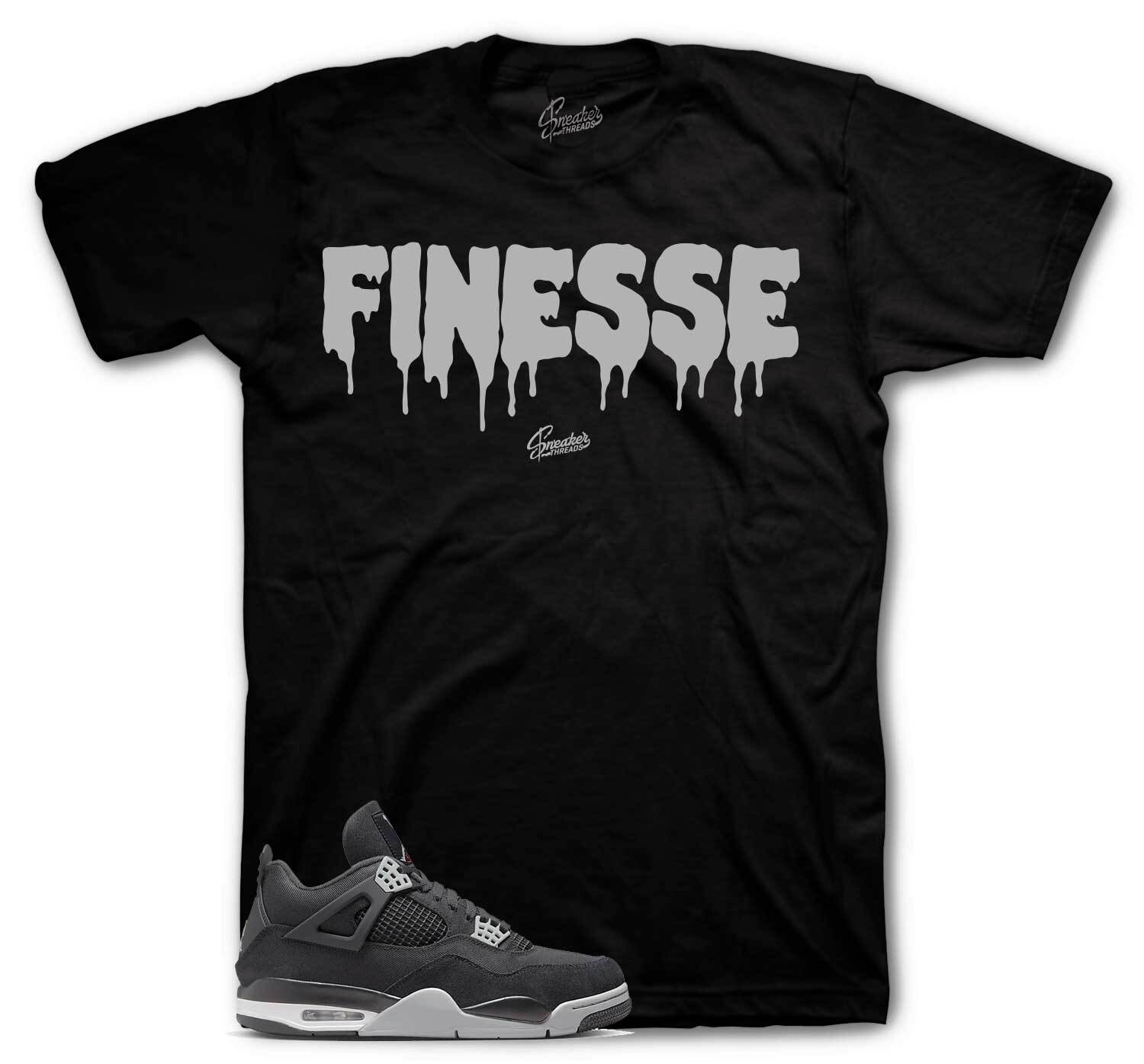 Shirt To Match Jordan 4 Black Canvas Light steel Shoes - Finesse Tee gallery