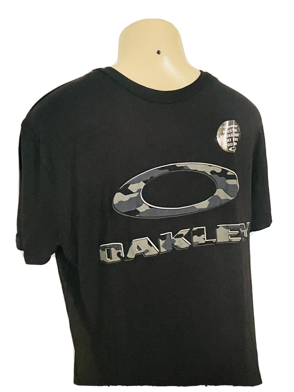 NWT Oakley Mens Ellipse Camo T Shirt Black Logo Ohydrolix Material Size Large