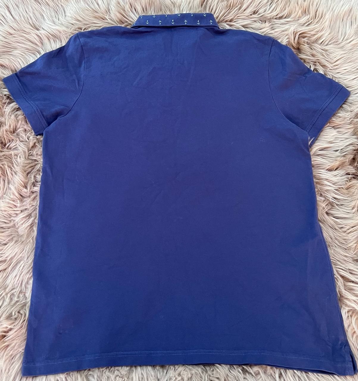 Faconnable Polo Shirt Mens XXL Blue Short Sleeve Anchor Embroidered Portugal gallery
