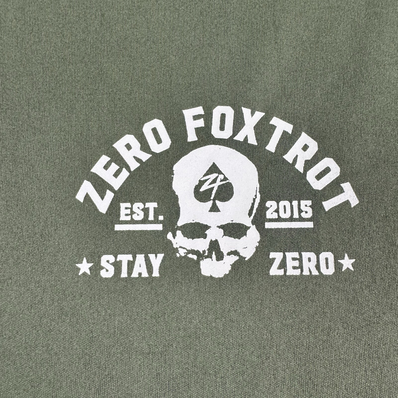 Zero Foxtrot Shirt Mens Medium Stay Zero Skull Long Sleeve Green Kangaroo Pocket gallery