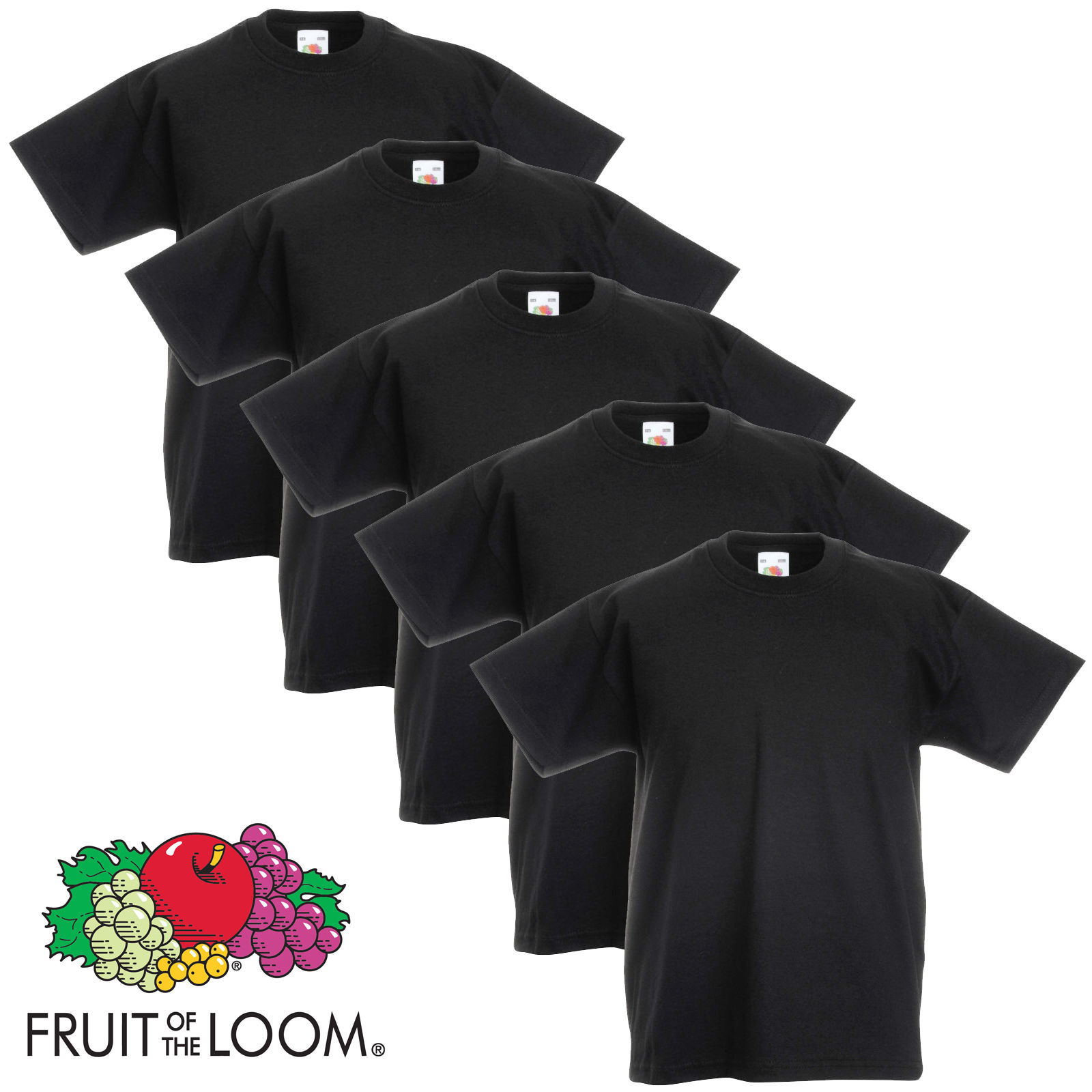 Pack 1x 2x 3x 10x Fruit Of The Loom Mens Womens Boys Girls T-Shirts Plain Cotton gallery