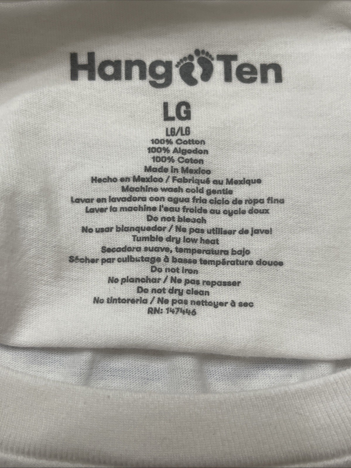 Hang Ten Surfing Co. White 100% Cotton Retro Palm Tree Logo Size Large , L gallery