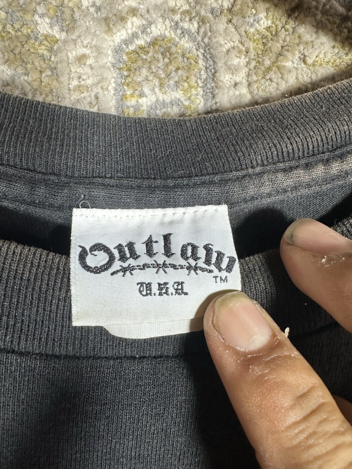 Vtg Outlaw USA Flaming Logo T Shirt Large Y2K Streetwear World F@#%!ng Wide gallery
